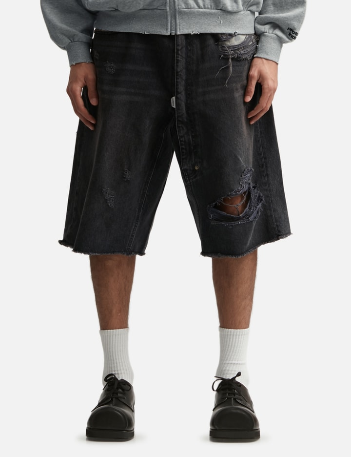 Protocol-Index Long Zipper Fly Denim Shorts