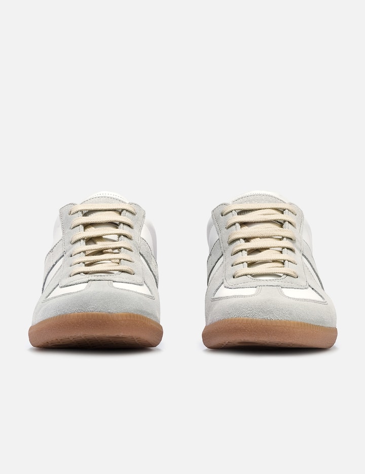 Maison Margiela Off White Leather And Grey Suede Replica Sneakers In White