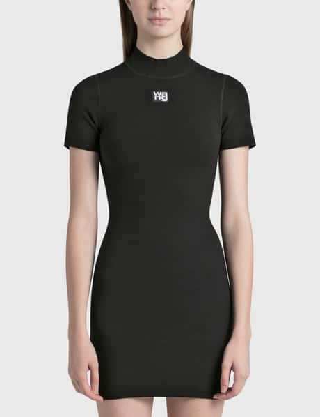 T By Alexander Wang - Bodycon Crewneck Dress With Logo Patch | HBX T By Alexander Wang - Bodycon Crewneck Dress With Logo Patch | HBX