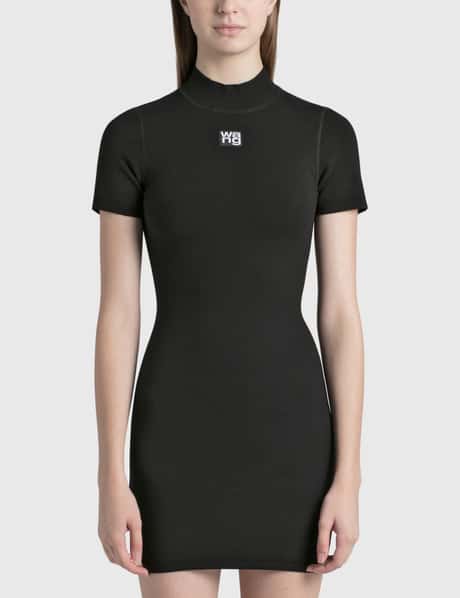 T By Alexander Wang - Bodycon Crewneck Dress With Logo Patch | HBX