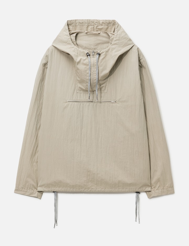 Maison Margiela Cotton Caban in Sand — hooded half-zip treated cotton-nylon jacket