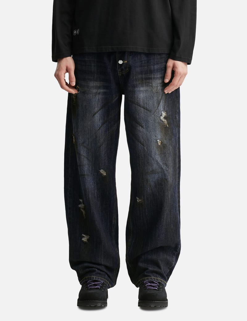 THUG CLUB BURN DOWN DENIM PANTS BLUE (3) THUG 【公式通販】