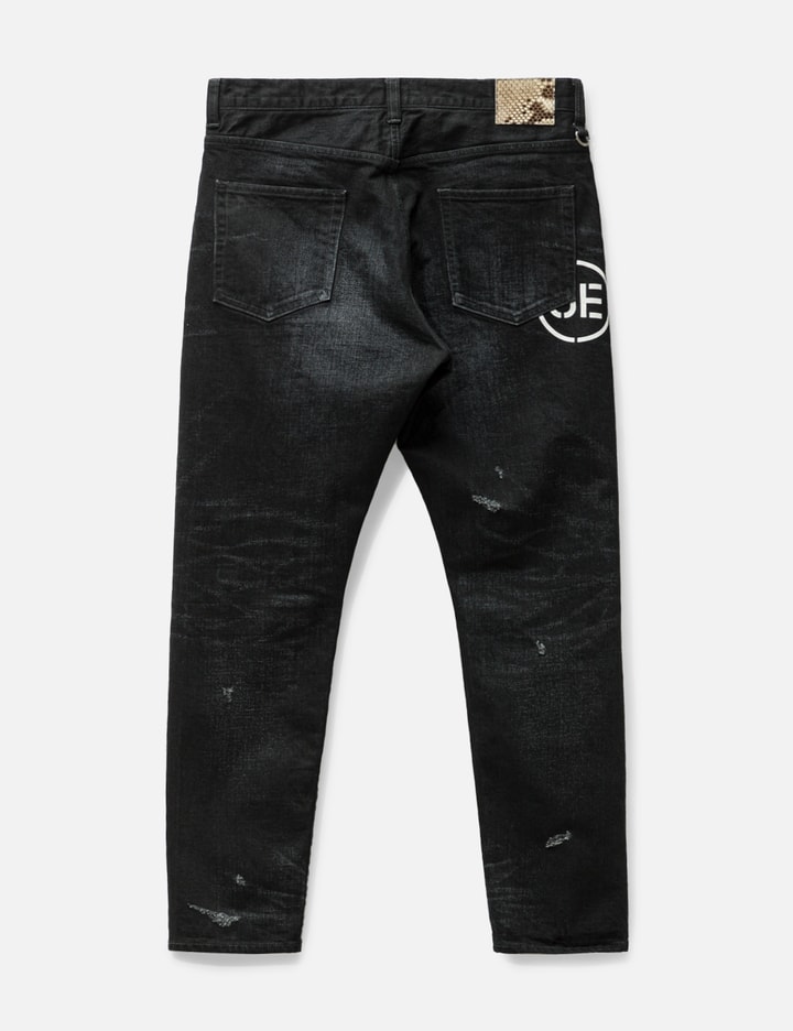 Uniform Experiment Damaged Denim Tapered Pants In Black