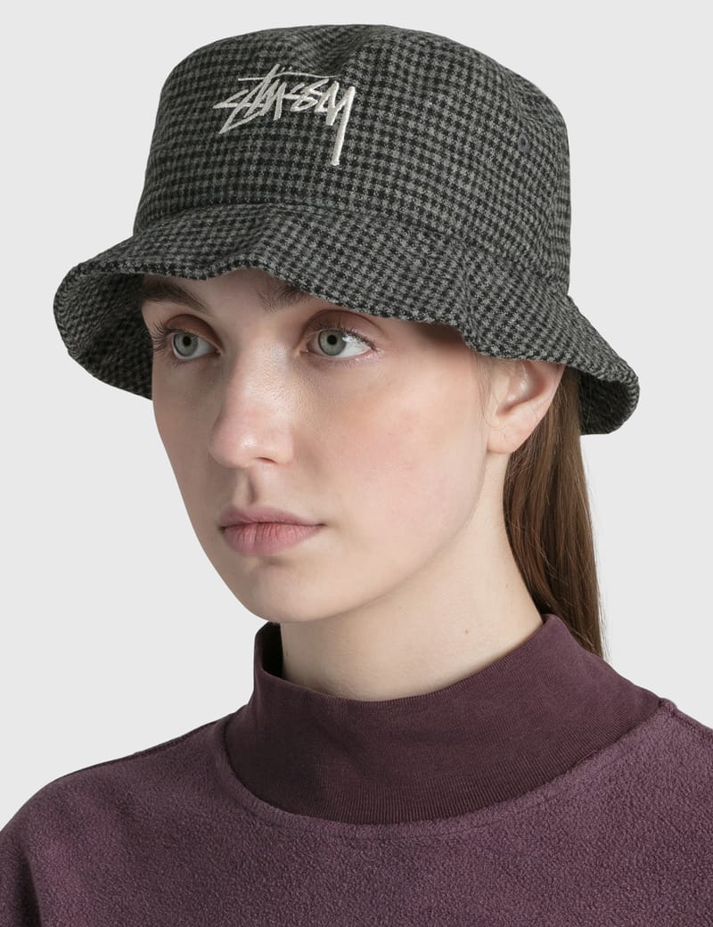 Wool Check Big Stock Bucket Hat 