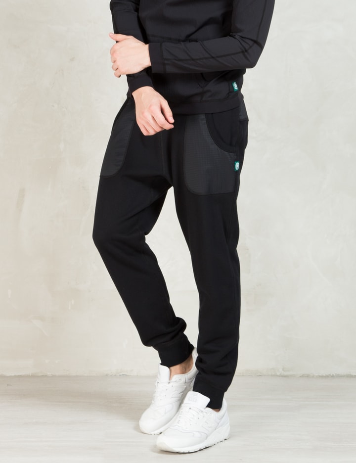 Black Ripstop Stretch Nylon/midweight Terry Pants Placeholder Image