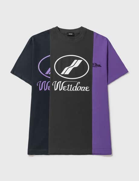 We11done 리메이크 3 패널 리플렉티브 로고 티셔츠