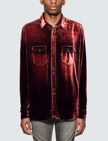 Saint Laurent Oversized Shirt In Bleached Dévoré Velvet HBX