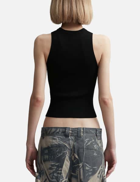 DIESEL Cropped Top With Plaque in Metallic