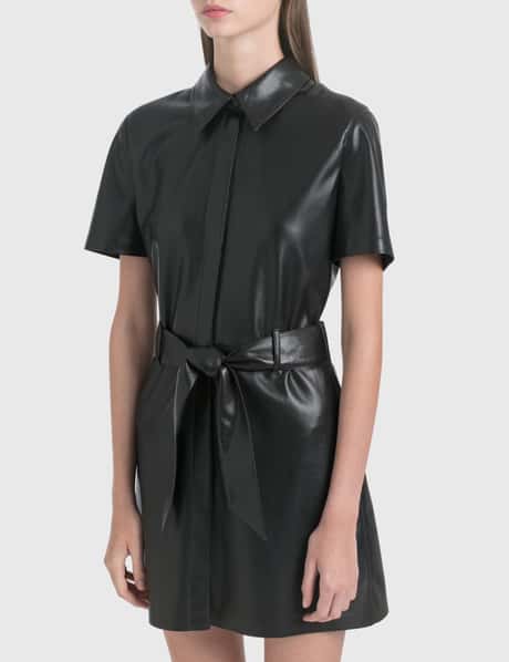 chinese dress ladies Nanushka Black Vegan Leather Roberta Dress