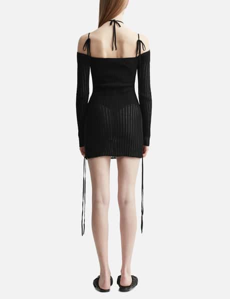 Andreadamo - Black Viscose Knitted Cut Out Mini Dress