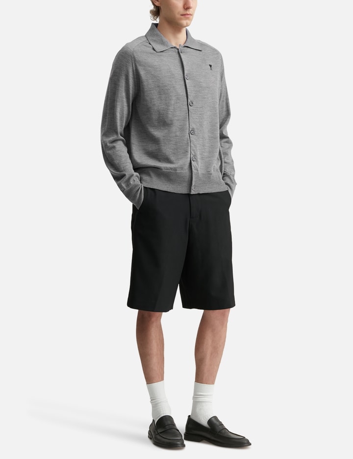 Ami Wool Shirt Collar Ami De Coeur Cardigan