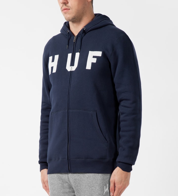 Navy HUF Logo Zip Up Hoodie Placeholder Image