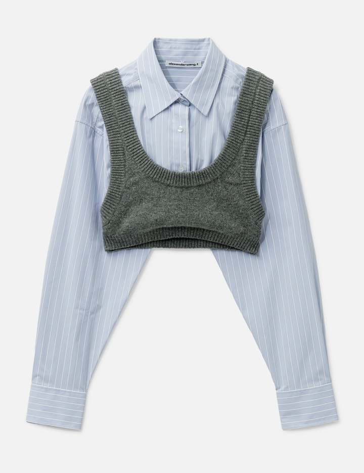 T By Alexander Wang Cropped Bi-Layer Shirt