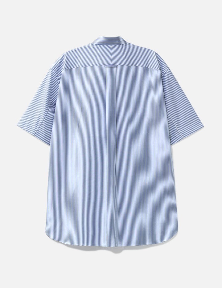 Junya Watanabe Man Striped Short Sleeve Shirt With Mix Fabric Patchwork