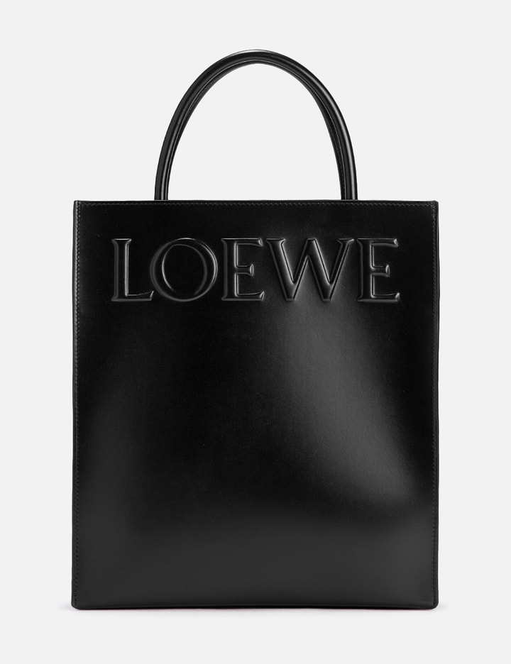 Loewe Anagram Small Debossed Printed Leather Tote In Black