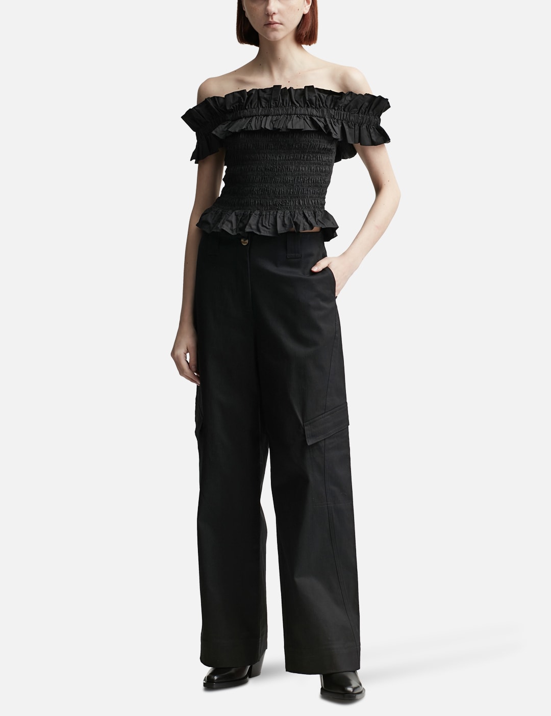 Herringbone Canvas Mid Waist Pants view 12