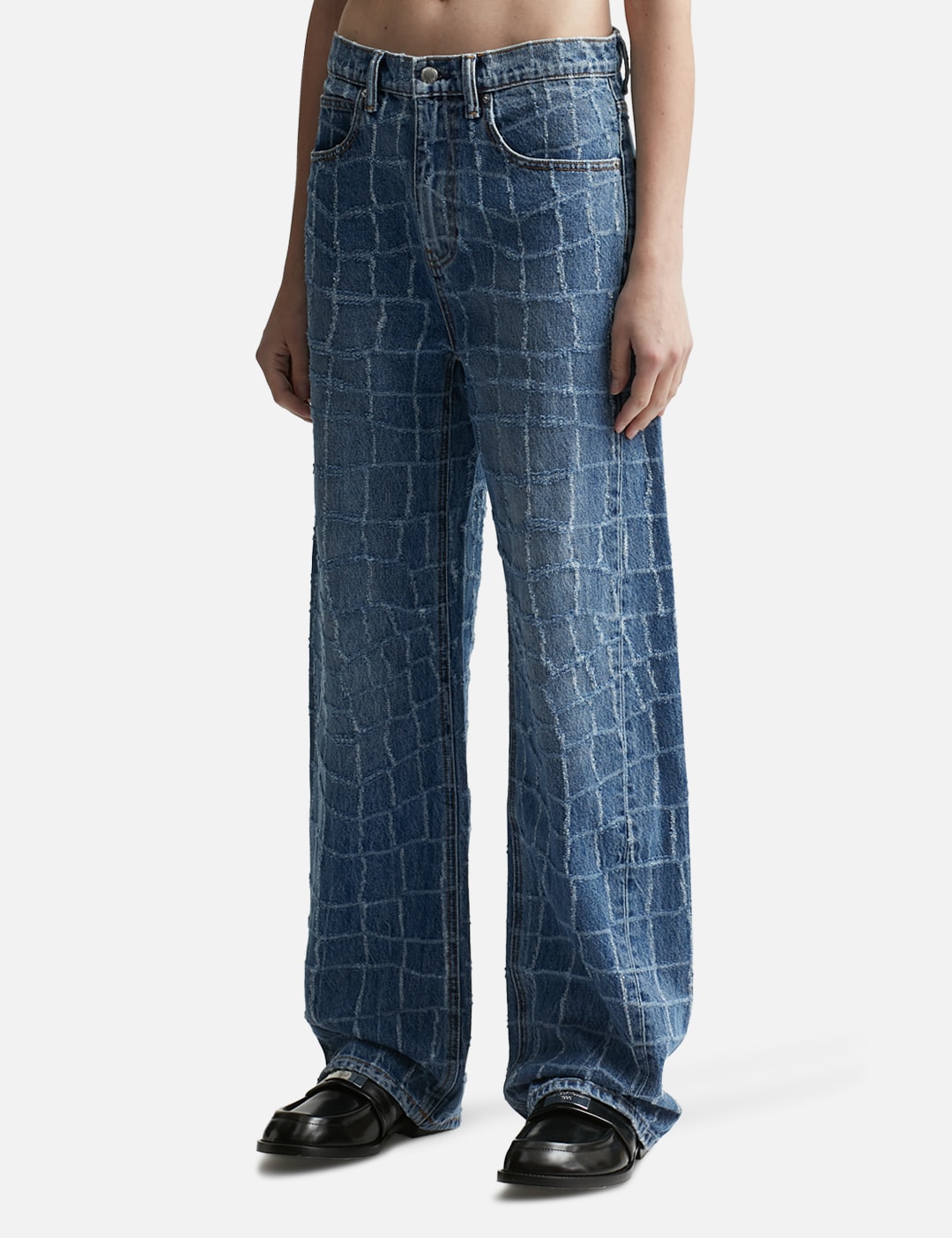 Laser-Distressed Denim Jeans view 8
