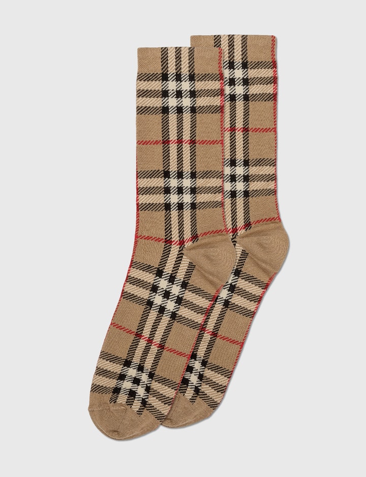 Vintage Check Intarsia Cotton Cashmere Blend Socks Placeholder Image