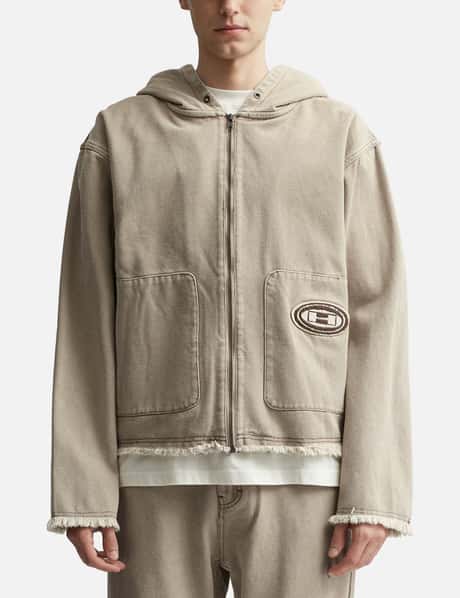 Zip Hoodie Herren Beige Honor The Gift WASHED CANVAS ZIP HOODIE