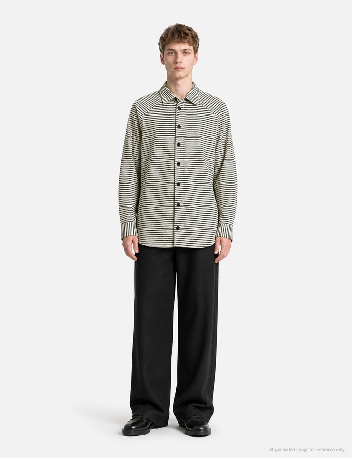 Moondal Adam Cotton Shirt In Gray Stripe