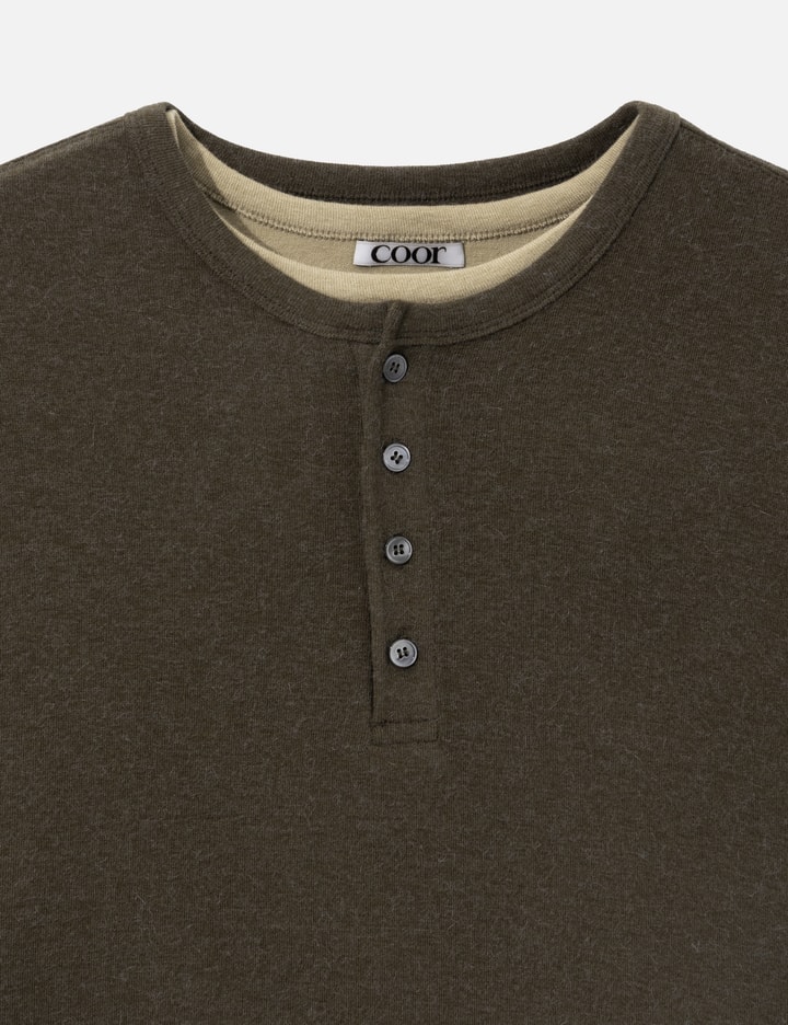 COOR Hairy Henley Neck Layered T-Shirt
