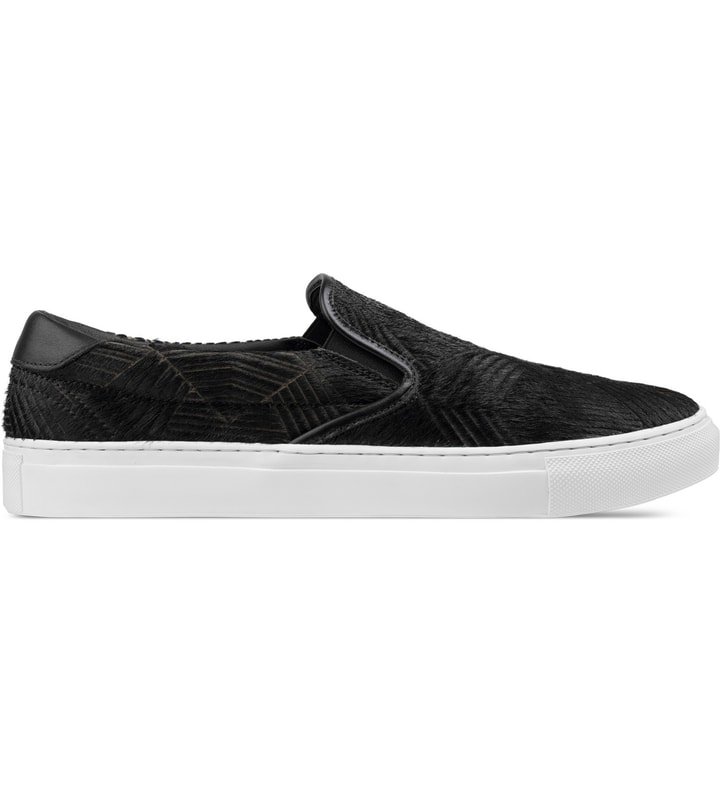 Black Lasercut Haircalf Garda Slip-On Shoes Placeholder Image