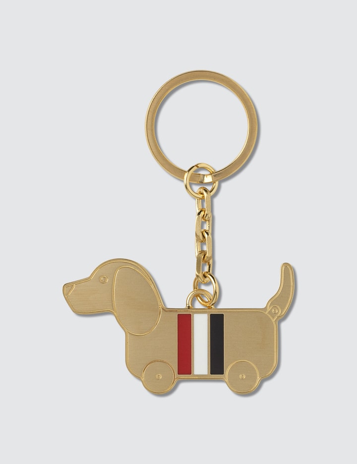 Hector Toy Icon Keyring W/ RWB Enamel Stripe In Brass Placeholder Image