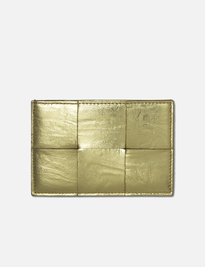 Bottega Veneta Cassette Credit Card Case In Gold