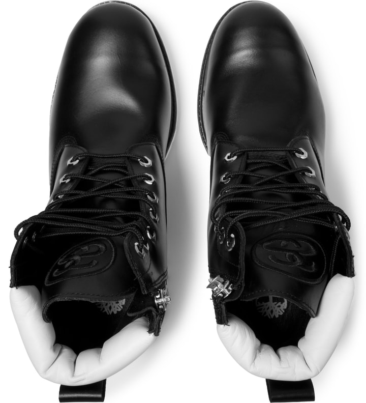 Black Timberland X Stussy Leather 6" Zip Boots Placeholder Image