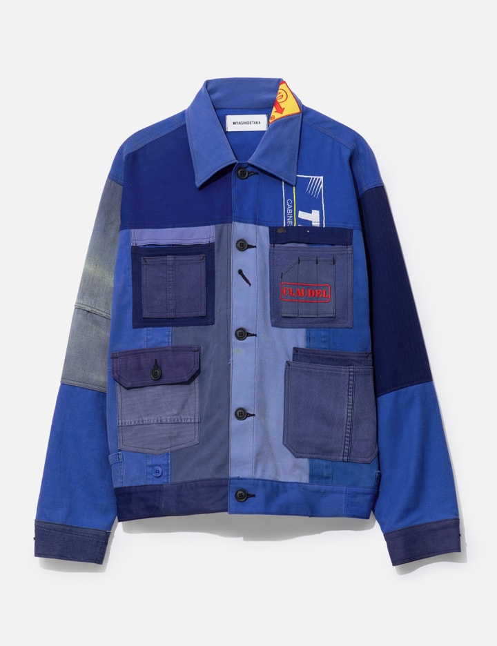 MIYAGIHIDETAKA Dirty Destroy Patchwork Shirt Jacket