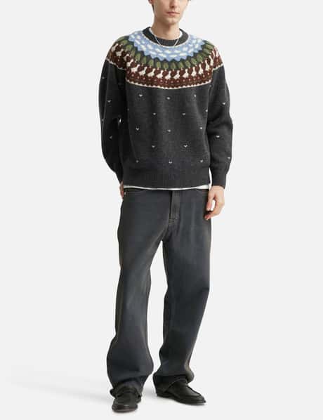 Unlikely Unlikely Fair Isle “Duck” - 日本製ウールセーター、襟に 