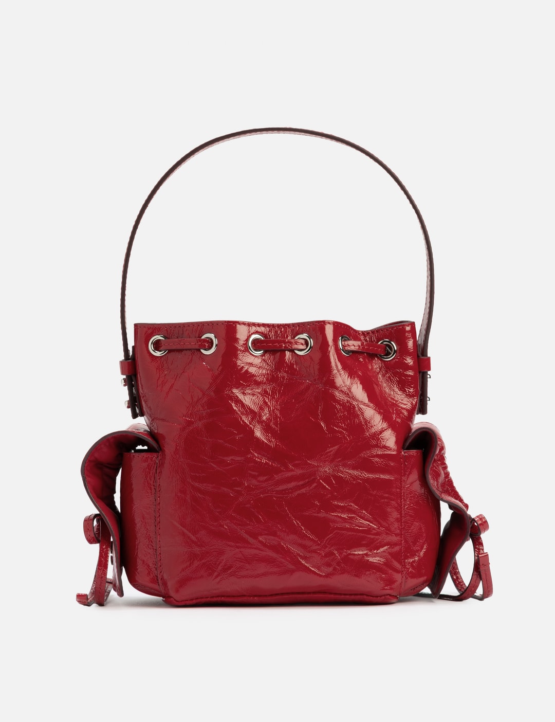Multipocket Mini Bucket Bag Crinkled Patent view 14