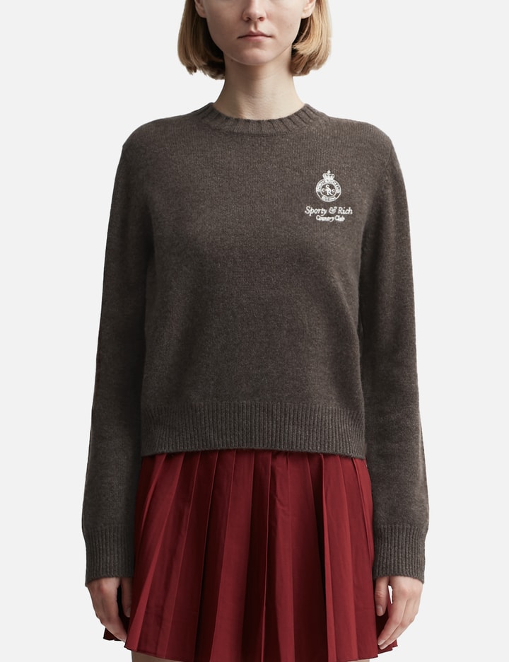 Sporty &amp; Rich Crown Cashmere Crewneck In Brown