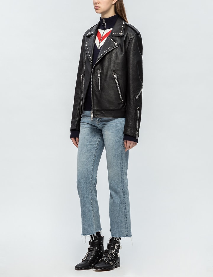 Unisex Rock Studded Leather Jacket Placeholder Image