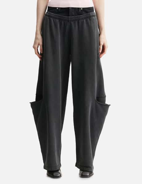 Pre-Styled Slashed Sweatpant With Denim Waistband view 10
