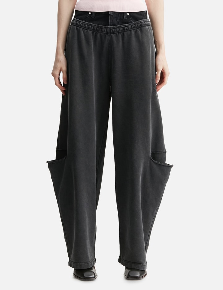 Alexander Wang Pre-Styled Slashed Sweatpant With Denim Waistband