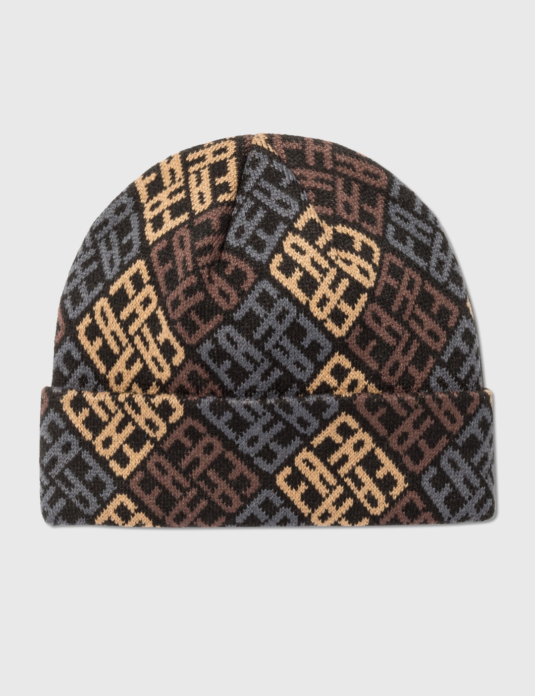 Calvin Klein Men's Allover Monogram Logo Beanie - Brown