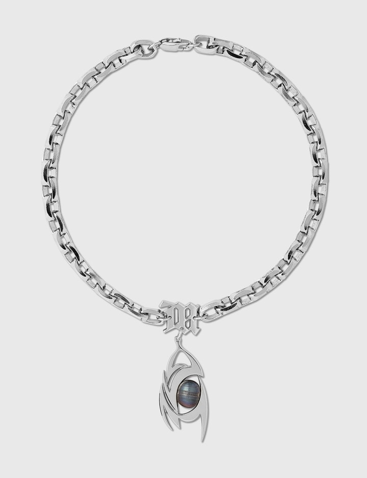 Silver Tribal Monogram Dark Pearl Necklace Placeholder Image