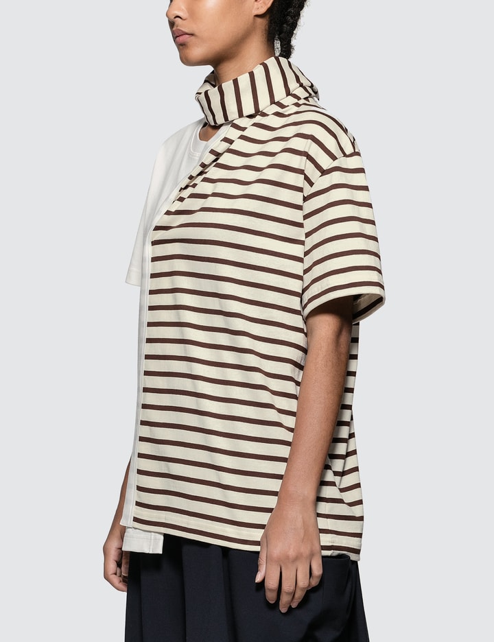 Striped Jersey Tee With Draped Scarf Placeholder Image