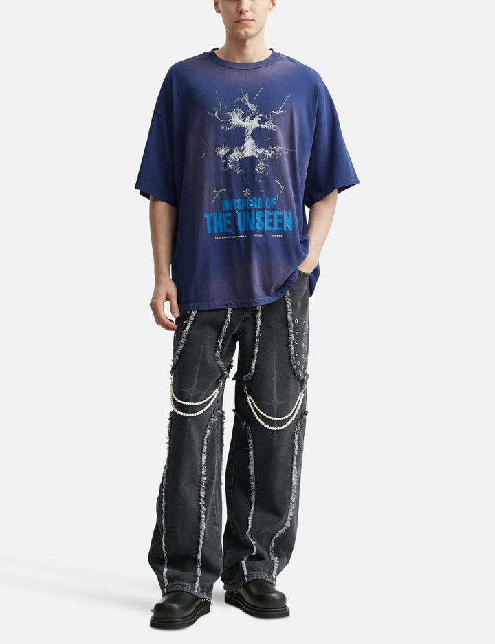 DESTROYED CROSS DENIM PANTS / BLACK Placeholder Image