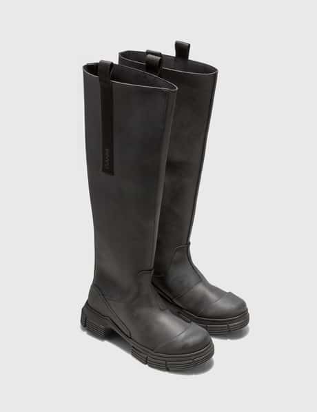 Recycled Rubber Knee High Rubber Boots Ganni Recycled Rubber