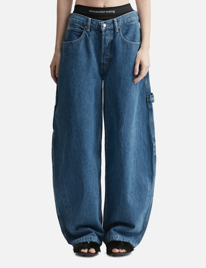 Prestyled Mid Rise Oversized Jean with Logo Elastic Placeholder Image