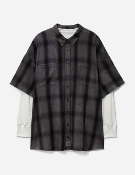 T By Alexander Wang Pre-Styled Shadow Plaid Shirt Dress