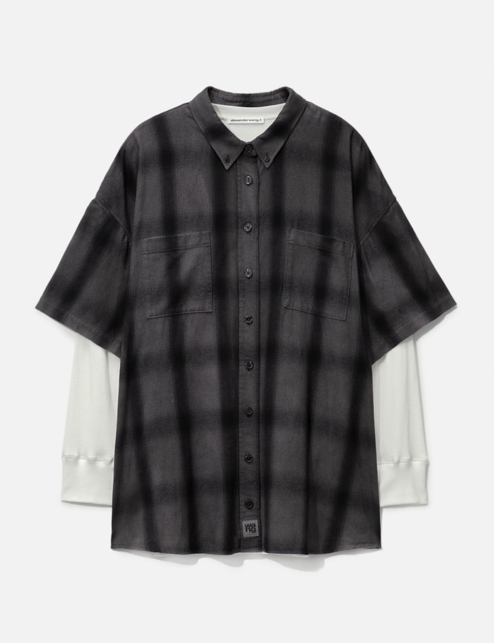 Pre-Styled Shadow Plaid Shirt Placeholder Image