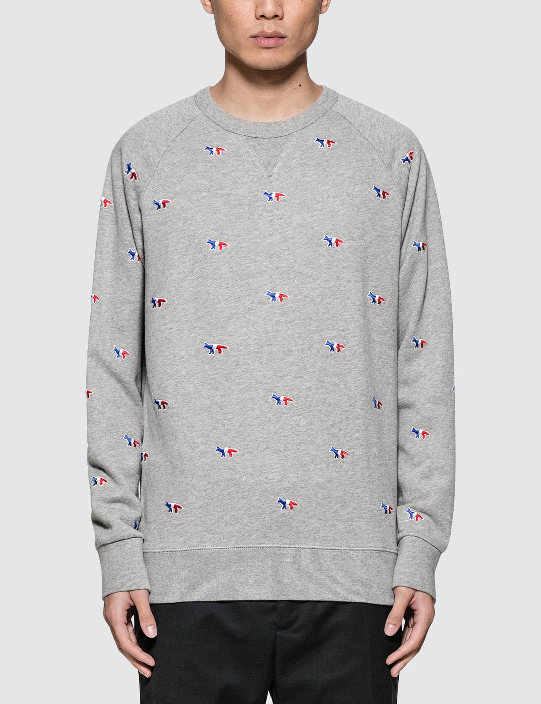 Maison Kitsuné - Tricolor Fox Embroidery All-Over Sweatshirt | HBX 