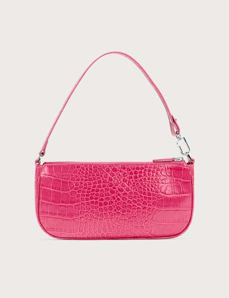 BY FAR - Rachel Hot Pink Croco Embossed Leather Bag