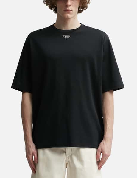 Logo Magliette Prada Uomo Prada Cotton Logo Plaque T-Shirt HBX