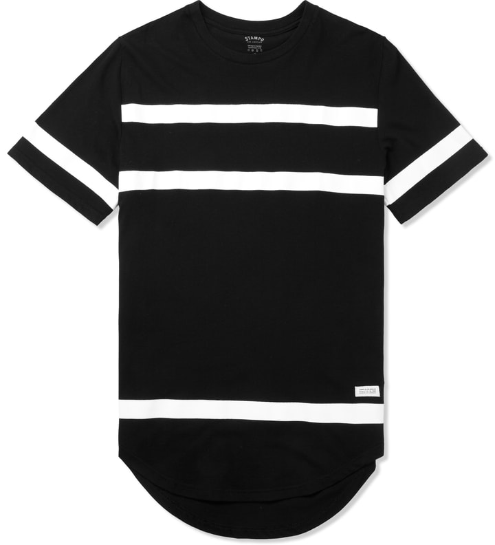 Black Thin Stripe Elongated T-Shirt Placeholder Image