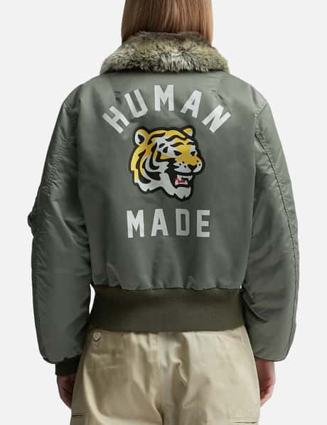 HUMAN わかせる MADE MA-1ジャケット オリーブグリーン
