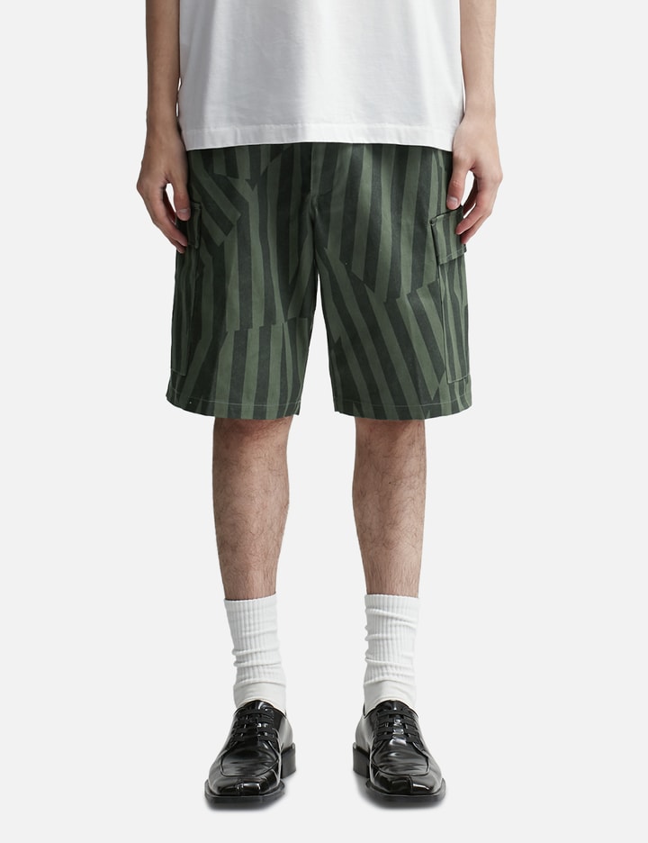 Kenzo Dazzle Stripe Cargo Shorts In Green